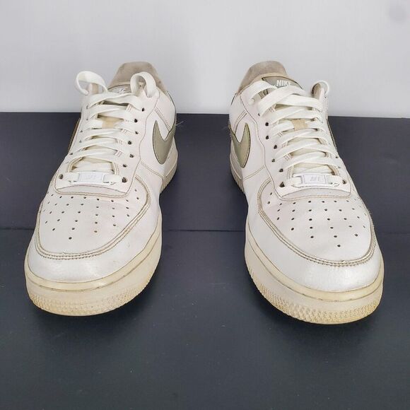 Nike Air Force 1 Low Shoes Womens Size 10 White Iridescent Swoosh CI1646-100 - Picture 6 of 10